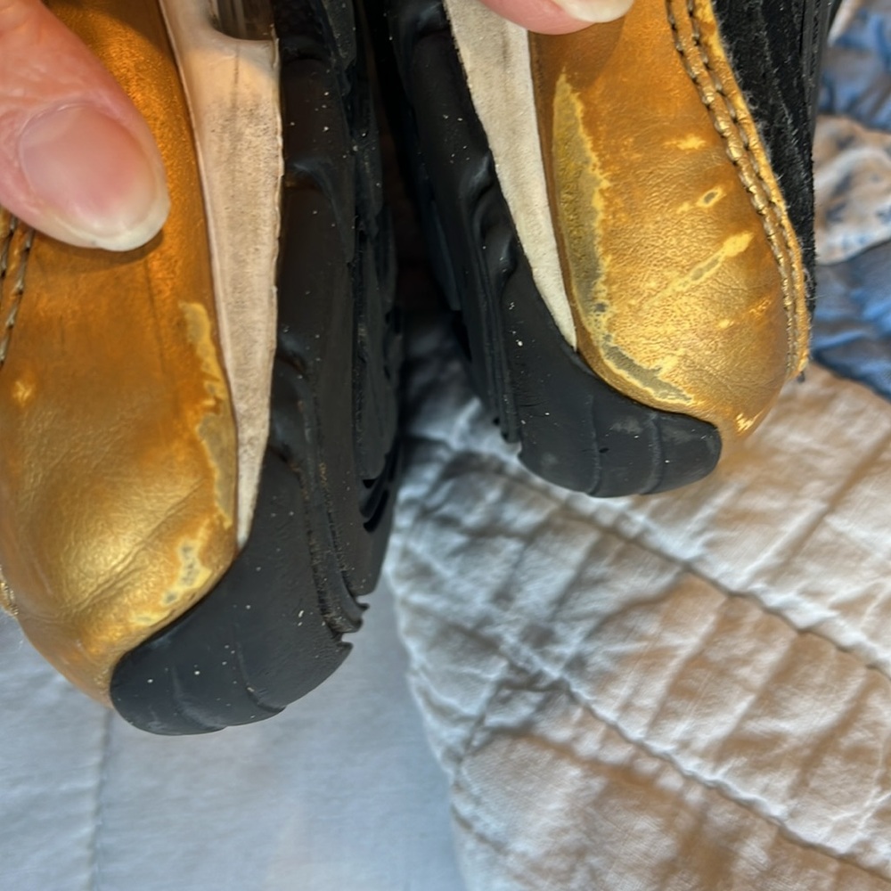 Nike Air Max 97 Black Metallic Gold Tennis Shoes Sneakers - Picture 10 of 12
